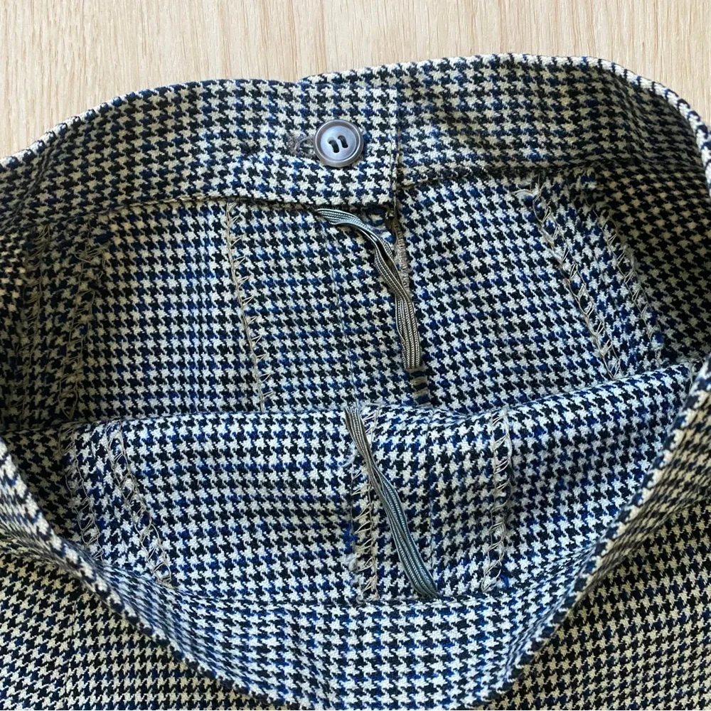 Vintage Wool Houndstooth A-Line Midi Skirt (~XS, 0)